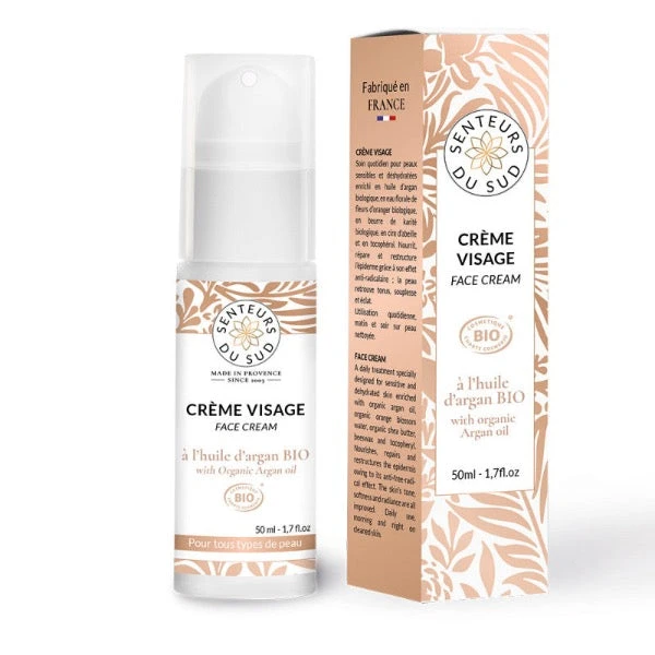 Crème Visage - A L'huile D'Argan Bio - Peaux Sensibles Et Déshydratées - Senteurs Du Sud - 50 ML 1 Crème Visage - A L'huile D'Argan Bio - Peaux Sensibles Et Déshydratées - Senteurs Du Sud - 50 ML