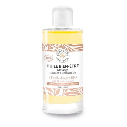 Huile Bien-être Et Massage - A L'huile D'Argan Bio - Senteurs Du Sud - 50 ML -XOXO Cosmetique Magasin huile bien etre et massage a l argan bio 1