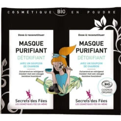 Masque Purifiant Détoxifiant Au Charbon Bio - Secrets Des Fées - 2 Doses X 8 Gr