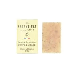 Savon Surgras Bio Citron & Menthe - Visage Et Corps - Peaux Grasses - Savonnerie Les Essentiels - 100 Gr